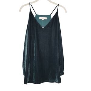 NWT Loft Green Velvet Tank Top Size M Strappy‎ Jewel Tone Cami Holiday Racerback